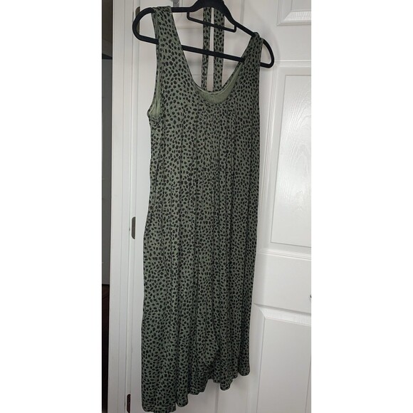Latched Mama Momper Romper Sz 6-18 Maternity & Nursing Green Leopard Belted - Picture 4 of 7
